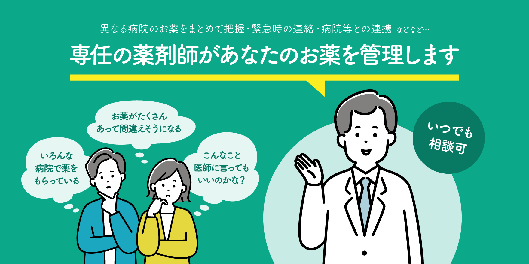 専任の薬剤師があなたのお薬を管理します